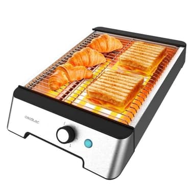 Cecotec Tostapane Pane Orizzontale Tostapane Piatto 3 Resistenze Niceslice Inox. 1000W, Tutti I Tipi Di Pane E Panini, Resistenze Al Quarzo, Finitura In Acciaio Inox, 6 Fasi Di Tostatura