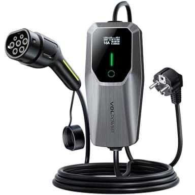 Colonnina Ricarica Auto Elettrica, 3.6KW 5M Cavo Ricarica Auto Elettrica Tipo 2 con Spina Schuko, 6-16A Wall Caricabatterie EV Box, Terminale di Ricarica Monofase IP65 (IEC 62196-2)