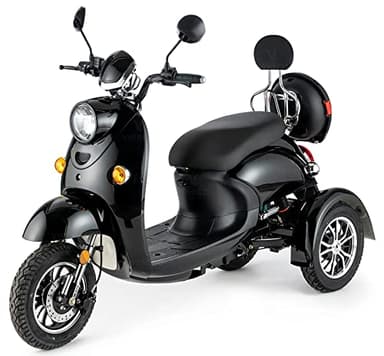 VELECO ZT63 - Scooter Disabili a 3 ruote - Completamente assemblato e pronto all'uso - Design italiano - Alta capacità di carico - Sedile confortevole (NERO)