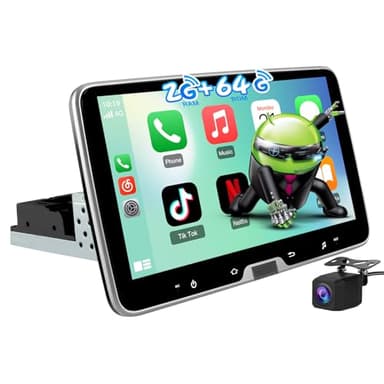 AWESAFE Universale Autoradio 1 din con Schermo (Rimovibile), Android 13 (2+64GB) 10.1" Car Radio con CarPlay Android Auto GPS Bluetooth WIFI FM RDS
