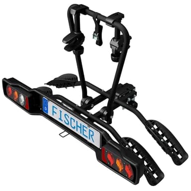 FISCHER Portabici frizione SmartLine Black, per 2 biciclette fino a 50 kg di carico utile, per gancio di traino, pieghevole, parzialmente montato, con protezione del telaio integrato