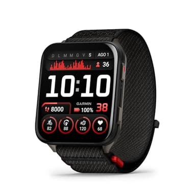 Garmin Venu X1, GPS Smartwatch, Ampio Display AMOLED 2", Torcia LED, Cassa Ultra Sottile da 8 mm, 100 App Sportive Precaricate, Autonomia fino a 8 giorni, Cinturino in Nylon ComfortFit, Black