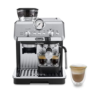 De'Longhi LA SPECIALISTA ARTE EC9155.MB Macchina da caffè Manuale, 3 Ricette Preimpostate, Controllo Attivo della Temperatura, 8 Livelli di Macinazione, Lancia MyLatte Art, incluso KIT BARISTA, Silver