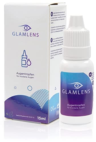 Collirio Glamlens – Gocce per umiditá contro occhi secchi – umidifica e calma – per lenti a contatto e persone che indossano lenti, 15 ml