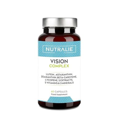 Vision Complex Luteína + Zeaxantina + Astaxantina - Vitamine C E e A - Per gli occhi - Complesso 18 Ingredienti con Zinco Selenio Rame Licopene + Tiamina Riboflavina - 60 Capsule Nutralie