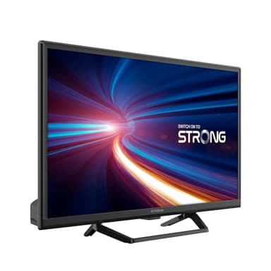 Strong - TV HD 24" (60 cm) SRT24HE4023C - 12 V ideale per roulotte, camper - Triplo sintonizzatore integrato - 2 porte HDMI (1 ARC) + 1 porta USB + Mini-AV + presa per antenna/satellitare - Nero