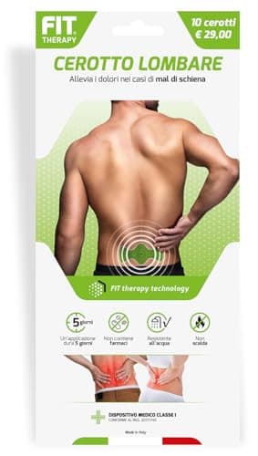 FIT THERAPY – Cerotti Antidolorifici e Antinfiammatori Lombari - Per Mal di Schiena, Lombalgia, Nervo Sciatico – NON SCALDA, Impermeabile, Senza Farmaci, Dura 5 Giorni (10 Cerotti)