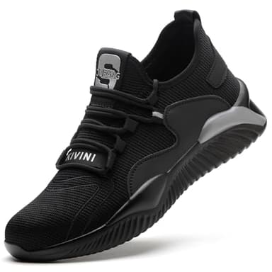 Scarpe Antinfortunistiche Uomo S3 Leggere Scarpe da Lavoro Donna Comode Scarpe Antinfortunistica Donna Scarpe Antinfortunistiche Uomo Cucina Scarpe Antiscivolo con Punta in Acciaio Nero Grigio 45EU