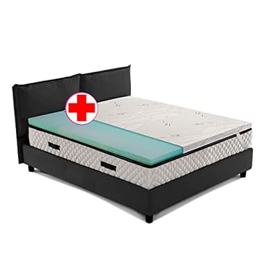 Topper RIGIDO, sovra materasso, correttore ortopedico materasso in BIOGREEN Alto 5 cm, tessuto anallergico sfoderabile, 4 lati in ARGENTO - ORTOPEDIC matrimoniale 160x190