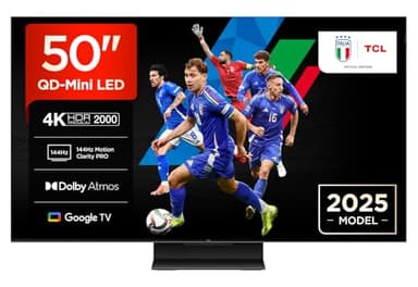 TCL 50Q7C 50” QLED TV 4K QD-Mini LED, HDR Premium 2000, Google TV (Dolby Vision IQ & Atmos, Pannello HVA, Refresh Rate 144Hz, Game Master, Google Assistant Hands-Free, Apple AirPlay 2 & Alexa)