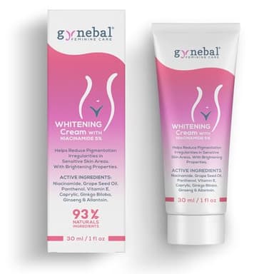 GYNEBAL Crema DEPIGMENTANTE con NIACINAMIDE – Schiarente, Antimacchie e Non Irritante – Zone Intime e Delicate – Ascelle, Inguine, Gomiti, Ginocchia, Mani e Melasma – 30 ml