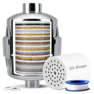 iSpring SF2S Filtro Doccia a 33 Stadi, Filtro Universale ad Alte Prestazioni per Acqua Dura, Rimuove Cloro, Metalli Pesanti, Odori, Migliora la Pelle, Ammorbidisce i Capelli, Rafforza le Unghie