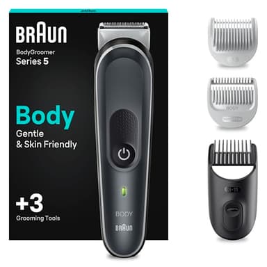 Braun Serie 5 Rasoio Elettrico Corpo Uomo, per Petto, Ascelle, Inguine e Zone Sensibili, con Pettini Da 3 a 11 mm, Tecnologia SkinShield per un Uso Delicato, Impermeabile, 100 Min Autonomia, BG5340
