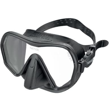 SEAC Ajna, Maschera da Immersioni Subacquee Frameless con Ampia visuale, Facciale 100% Silicone, Nero