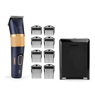 BaByliss Tagliacapelli Lithium Performance. qualità professionale, lame da 45mm, altezze di taglio da 0.6 a 28 mm, batteria al litio, dark blue/gold, E986E