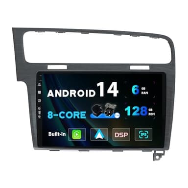 BXLIYER [6GB+128GB] Android 14 IPS Autoradio Per Golf 7 (2013-2018) - Senza fili CarPlay/Android Auto - LED Camera + MIC - DAB Fast-boot Volante 360-Camera WIFI DSP - 2 Din 10.1 Pollici - Grigio