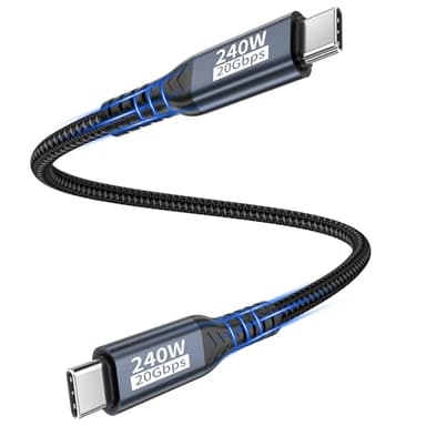 lalasis Cavo dati USB-C,cavo USB-C corto da 20cm,20 Gbps usb 3.2 Gen2x2 240W,ricarica - Cavo video 5K@60 Hz 4K@144 Hz Cavo di ricarica da PD3.1 per iPhone 17 Pro Max/Plus/Pro/iPhone 16/15/MacBook