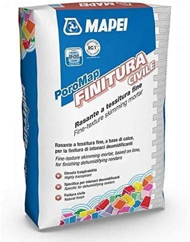 MAPEI Poromap FINITURA civile Mapei per intonaco deumidificante, rasante traspirante, cantine, garage, interno, 25