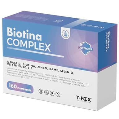 Biotina Complex - Integratore per Capelli con Biotina, Rame, Zinco, Selenio e Vitamina B2 - Per Crescita Capelli, Unghie e Pelle - 160 mini compresse (5 mesi di Fornitura)