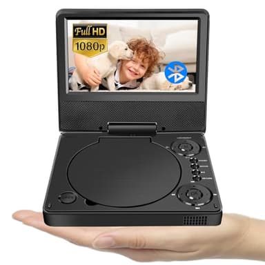 YOOHOO - Lettore DVD portatile Bluetooth da 9,5", con schermo HD da 7,5", per bambini, in viaggio, per poggiatesta auto, per tutte le regioni, riproduzione di tutti i formati MKV/MP4/WAV/AVI/MP3/CD