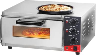 CROSSON Forno Elettrico per Pizza 16 Pollici,Forno Pizza Elettrico Professionale in Acciaio Inox 230V/2000W con Pietra e Maniglia,per Interni Ristorante Cottura Casa Cucina