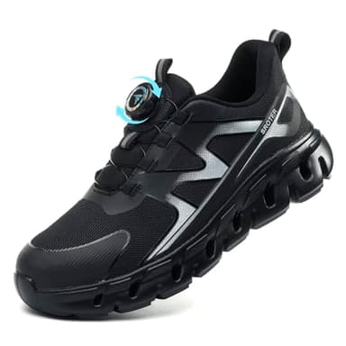 AEKYIWL Scarpe Antinfortunistiche Uomo Donna Bassa Scarpe da Lavoro Leggere Comode Antiscivolo Traspiranti Scarpe Antinfortunistica Nero, 42 EU
