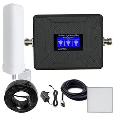 Licenza-CE AGC Ripetitore Amplificatore Segnale Cellulare 2G 3G 4G LTE GSM WCDMA, Banda 1 3 8, 900/1800/2100 mhz (nero)