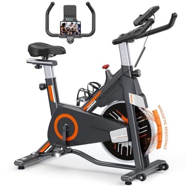 Cyclette da Casa Magnetica con Resistenza Regolabile, Schermo LCD e Ruote per Spostamento Facile, Silenziosa e Stabile, Capacità Fino a 150kg, Ideale per Esercizio a Casa
