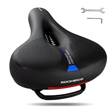 ROCKBROS Sella Bici Comoda in Gel, Sella Ergonomica per MTB Bicicletta, Sellino Morbido Traspirante, Uomo Donna, con Strisce Riflettenti Posteriori, 22 * 26cm, Accessori Bike