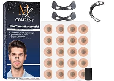 60 Cerotti Nasali Magnetici Antirussamento, Dilatatori Naso con Clip Magnetica per Respirazione Notturna, Sollievo da Russamento e Congestione, Sport