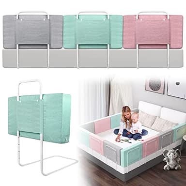 UISEBRT Barriere per Letto per bambini Barriera di Sicurezza Morbida, regolabili in altezza, 60 cm, Barriera Paracolpi In Schiuma per letto di famiglia e lettino per bambini (60 cm, lago verde)
