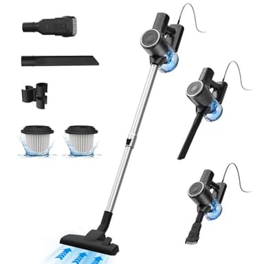 Vexilar C6 Aspirapolvere con Filo 28 KPa, 5 in 1 Ultra-leggero Aspirapolvere Portatile, Cavo 7m, Scopa Elettrica con Filo Potente per Tappeti/Pavimenti/Peli, Serbatoio 800 ml, Grigio