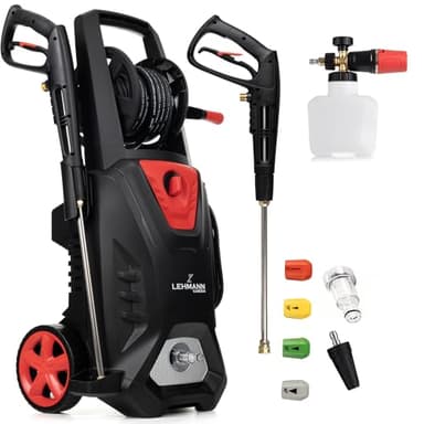 LEHMANN Colorado Idropulitrice ad Alta Pressione con Motore a Induzione, 3000 W, max. 260 bar, Portata 492 l/h, Tubo pressione 12 m, Accessori Inclusi - Lancia Schiumogena, 4 Ugelli, Ugello Turbo