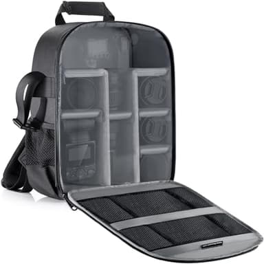 Neewer, Zaino imbottito flessibile per fotocamera, antiurto, con scomparti, per fotocamere SLR, reflex, mirrorless e relativi obiettivi, flash, telecomando per scatto a distanza (grigio all’Interno)