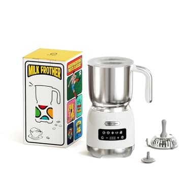 Hazel Quinn Montalatte Elettrico 5 in 1 per Cappuccino, Acciaio Inox 304 e LED Touchscreen, Schiuma Latte Elettrico da 400 ML, Schiumatura a Caldo e a Freddo, Lavabile in Lavastoviglie, Bianco