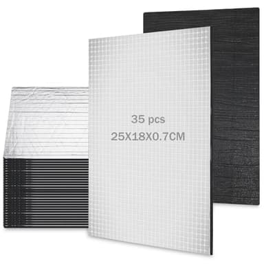 DAJAVE 35 pezzi di Pannelli Isolanti Tagliati 25X18X0.7CM Isolante Termico Alto, Acustico Foglio AlluminioInsonorizzazione AutoKit Isolante Termico Alta Temperatura, Insonorizzazione Auto