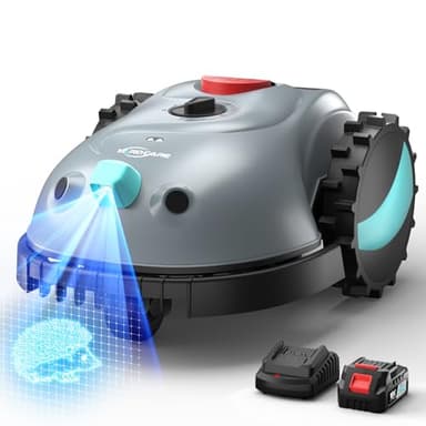 YARDCARE V100 Robot Tagliaerba senza Filo Perimetrale, con Telecamera, Evitamento Ostacoli, Navigazione Visiva, 4 Ah Batteria, Robottino Taglia Erba da Giardino con Lame di Ricambio, Taglio a Spirale