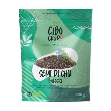 Semi di Chia Biologici - 800g. Fonte Di Omega 3 e 6 Vitamine Del Gruppo B. Fonte di Magnesio Potassio e Calcio Bio. Per Latte o Muesli. Chia Seeds Organic.