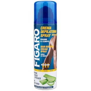 Figaro | Crema Depilatoria Spray in Mousse per Gambe e Corpo, con Aloe Vera, Ideale per Depilazione Uomo, 200ml