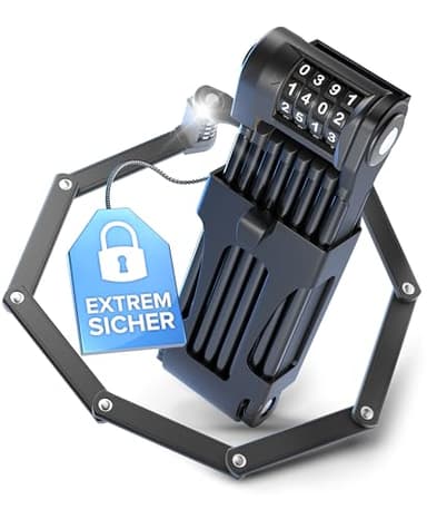 BÜCHEL Sekura Lucchetto Bici a Codice 100 cm – Catena Bici per E-Bike, Moto, Monopattino, Passeggino – Lucchetto Antifurto Bici in Acciaio Temperato con Supporto – Codice a 4 Cifre Regolabile