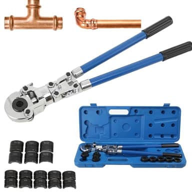 ECUTEE Pinza per Serra Multistrato, Pinza a Pressa Professionale con Profilo a V e TH, Testa Rotante a 360 °, Pressatrice Tubi Manuale per Tubi in Rame, Alluminio,Pex, Tubo in Acciaio Inox Sottile