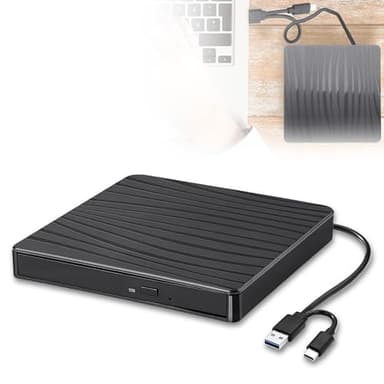 Unità DVD esterna USB 3.0 e Type-C portatile CD DVD +/-RW ROM drive per computer portatile PC desktop, CD DVD Burner Reader compatibile con sistemi operativi Windows XP / 2003 / Vista /7 /8/10/11