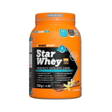NAMEDSPORT Star Whey Isolate Proteine in Polvere Isolate | Proteine del Siero del Latte ad Alta Purezza per Massa Muscolare e Recupero | Low Sugar & High Protein | 750g – Vaniglia