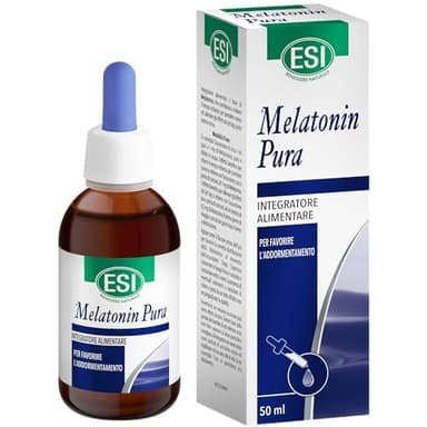 ESI - Melatonin Pura, Integratore Alimentare di Melatonina in Gocce, Favorisce il Sonno, Senza Glutine e Vegan, Gusto Arancia Rossa, 50 ml
