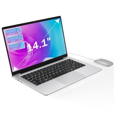 PC Portatile 14.1",Dual-Core,6GB RAM,128GB SSD,UHD 1366x768,Design Senza Ventola,Wi-Fi 5G,Tastiera a Membrana,Mouse Incluso
