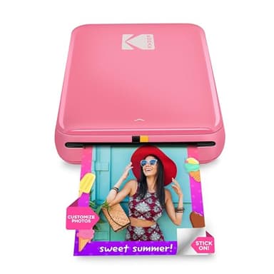 KODAK Step Stampante fotografica istantanea per smartphone - Mini portatile wireless a colori - Foto adesive Zink 2x3” - Bluetooth compatibile con iOS e Android - App di editing divertente - Rosa