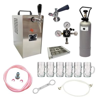 ich-zapfe Set Completo - Spillatore Birra - Jet 30, Dispenser Birra, Macchina per Birra 1-Linea, 35 Litri/h, incl. Bicchieri da Birra Isar 0,3 Litri 6 pz., Keg:Type M
