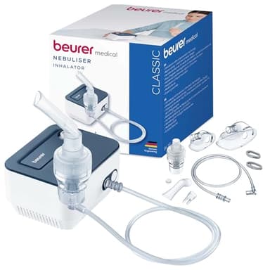Beurer IH 16 Aerosol con tecnologia ad aria compressa mediante compressore, design compatto, per il trattamento delle vie respiratorie, adatto per adulti e bambini, facile da pulire