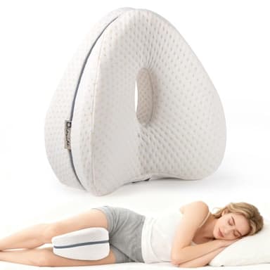 Dioxide Cuscino per Gambe, Cuscino Gambe per Dormire per Dormitori Laterali con Memory Foam, Cuscino per Ginocchia per Fianchi per Gambe, Ginocchia, Anche, Schiena e Gravidanza(Bianco)