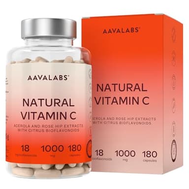 Vitamina C 1000mg Vegan - Integratore Vitamina C Naturale Alto Assorbimento con Bioflavonoidi, Rosa Canina, Acerola - 1000 Vitamina C Pura per dose - Vitamin C Difese Immunitarie 180 Capsule